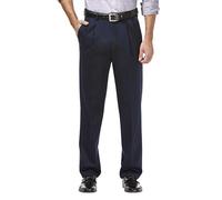 Haggar Men's Premium No Iron Khaki Classic Fit Pleat Front Regular and Big & Tall Sizes, Dark Navy, 32W / 30L