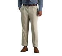 Haggar Men's Premium No Iron Khaki Classic Fit Pleat Front Regular and Big & Tall Sizes, Sand, 34W / 34L