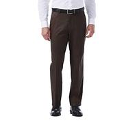 Haggar Men's Premium No Iron Khaki Classic Flat Front Pants (Normal & Large & High Size) Casual, Chocolate, 38W / 34L
