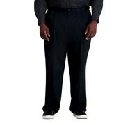 Haggar Men's Premium No Iron Khaki Classic Pleat Front Standard and Big & Tall Sizes, Black Bt, 48W x 30L