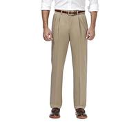 Haggar Men's Premium No Iron Khaki Classic Pleat Front Standard and Big & Tall Sizes, Khaki, 38W x 31L