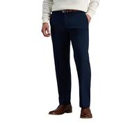 Haggar Men's Premium No Iron Belt Panto Plancha Antera Planadi Khaki Straight Fit Flex Bund Flat Front Tube Casual Pants, Dark Navy, 38 W/32 L
