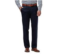 Haggar Men's Premium No Iron Khaki Straight Fit Flat Front Casual Pant, Dark Navy, 38W x 29L