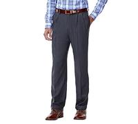 Haggar Men's Repreve Stria Gab Pleat Front Dress Pant,Brown Stria,40x34