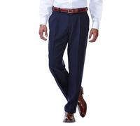 Haggar Men's Repreve Stria Gab Pleat Front Dress Pant,Navy,36x31