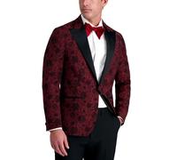 Haggar Men's Slim Fit Floral Tuxedo Dinner Jacket Blazer, Burgundy, 38