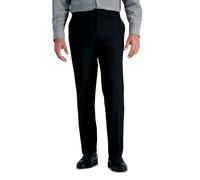 Haggar Men's Solid Gab 4-Way Stretch Straight Fit Flat Front Dress Pant, Black, 34W x 30L