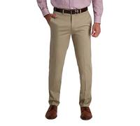 Haggar Men's Straight Fit Flat Front Flex Waistband Casual Pant, Medium Khaki, 40W x 30L