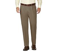 Haggar Men's Work to Weekend Classic Fit Pleat Regular and Big and Tall Sizes, Bark, 42W x 30L