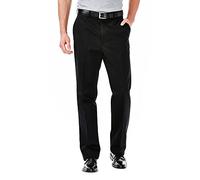 Haggar Men's Work to Weekend Hidden Expandable Waist No Iron Flat Front Pant, Black, 36W x 31L