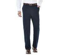 Haggar Men's Work to Weekend Hidden Expandable Waist No Iron Flat Front Pant, Dress Blues, 42W x 32L
