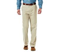 Haggar Men's Work to Weekend Hidden Expandable Waist No Iron Flat Front Pant, Khaki, 36W x 31L