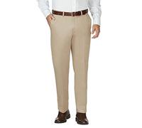 Haggar Men's Work to Weekend Hidden Expandable Waist No Iron Flat Front Pant, Khaki, 38W x 30L