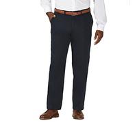 Haggar Men's Work to Weekend Hidden Expandable Waist No Iron Flat Front Pants, Dark Navy, 40W / 32L