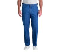 Haggar Men's Work-to-Weekend Hidden Expandable-Waist Plain-Front Denim Pant - - 42W x 30L