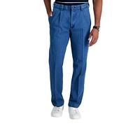 Haggar Men's Work to Weekend No Iron Denim Pleat Front Pant,Blue,40x34