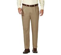 Haggar Men's Work to Weekend No Iron Twill Pleat Front Pant - Regular and Big & Tall Sizes - Brown - 38W x 34L