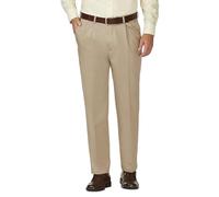 Haggar Men's Work to Weekend No Iron Twill Pleat Front - Regular and Big & Tall Sizes???????????????????work dress pants, Khaki, 36W 29L UK