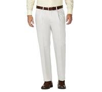 Haggar Mens Work Trousers Non Iron Non Iron Concealed Expandable Waist Khaki - 34W / 32L, String, 34 W/32 L
