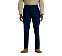 Haggar Men's Wrinkle Free Performance Khaki Straight Fit Flat Front Pant Casual, Dark Navy, 33W x 30L