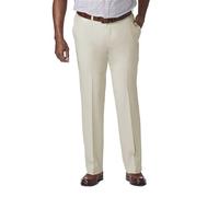 Haggar mensCool 18 Pro Classic Fit Flat Front Expandable Waist Pant Casual Pants - Beige - 38W x 29L