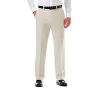 Haggar mensCool 18 Pro Classic Fit Flat Front Expandable Waist Pant Casual Pants - Beige - 38W x 34L