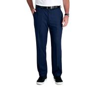 Haggar mensCool 18 Pro Classic Fit Flat Front Expandable Waist Pant Casual Pants - Blue - 40W x 29L