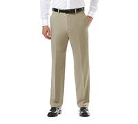 Haggar mensCool 18 Pro Classic Fit Flat Front Expandable Waist Pant Casual Pants - Brown - 36W x 29L