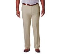 Haggar mensCool 18 Pro Classic Fit Flat Front Expandable Waist Pant Casual Pants - Brown - 36W x 31L