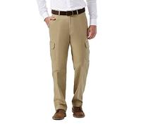 Haggar mensHC00225Stretch Comfort Cargo Expandable Waist Classic Fit Plain Front Pant Casual Pants - Brown - 34W x 29L