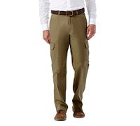 Haggar mensHC00225Stretch Comfort Cargo Expandable Waist Classic Fit Plain Front Pant Casual Pants - Brown - 40W x 30L
