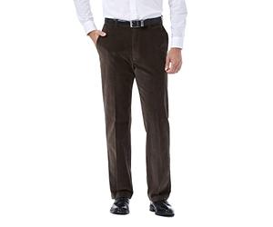 Haggar mensHC00229Stretch Corduroy Expandable Waist Classic Fit Plain Front Casual Pants - Brown - 36W x 30L