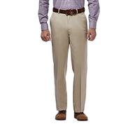 Haggar mensHC10884Premium No Iron Classic Fit Expandable Waist Plain Front Casual Pants - Beige - 44W x 29L