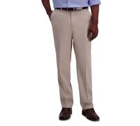 Haggar mensHC10884Premium No Iron Classic Fit Expandable Waist Plain Front Casual Pants - Beige - 44W x 32L