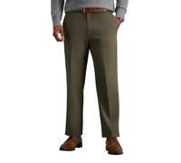 Haggar mensHC10884Premium No Iron Classic Fit Expandable Waist Plain Front Casual Pants - Brown - 34W x 30L