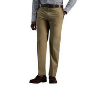 Haggar mensHC10884Premium No Iron Classic Fit Expandable Waist Plain Front Casual Pants - Brown - 40W x 32L