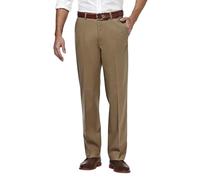 Haggar mensHC10884Premium No Iron Classic Fit Expandable Waist Plain Front Casual Pants - Brown - 44W x 32L