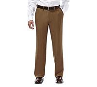 Haggar mensHD00218Eclo Stria Expandable-Waist Plain-Front Dress Pant Dress Pants - Brown - 36W x 29L