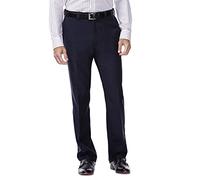 Haggar mensHD00218Eclo Stria Expandable-Waist Plain-Front Dress Pant Dress Pants - Navy - 42W x 30L