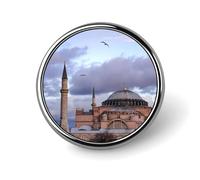 Hagia Sophia Istanbul Turkiye Round Brooch Cute Pin Badges Decoration Jewellery for Men Women Metal Lapel Pins