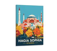 Hagia Sophia Istanbul Vintage Travel Poster 24x36inch(60x90cm) Wall Decor Painting Canvas Wall Art Living Room Poster Bedroom