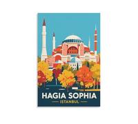 Hagia Sophia Istanbul Vintage Travel Poster 24x36inch(60x90cm) Wall Decor Painting Canvas Wall Art Living Room Poster Bedroom