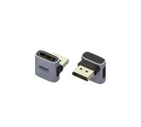 Hagi isplayPort Adapter 2 Pack, 8K@60Hz 4K@240Hz Right Angle 90 Degree Male to Female Display Port 1.4 Connector, DP Extender Extension Conventer for Monitor, Laptop, Projector (Middle Front)