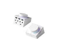 Hagibis Knob USB C Hub with Shortcut Buttons, RGB Type-C Docking Station with 5Gbps USB-C, 2 USB3.0, 3.5mm Jack, SD/Micro SD3.0, USB2.0 for MacBook iPad Pro Laptop (White AG)