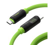 Hagibis USB 4 Cable, LED Display USB C 240W Fast Charging Cable with 8K@60Hz 40Gbps Data Transfer Thunderbolt 4/3 Video Cord for iPhone 17 16 15 Pro Max, iPad, MacBook Pro Air (Braided, Green, 3.3FT)
