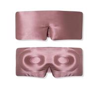 HAGJII 100% Mulberry Silk Sleep Mask with 3D Contoured Design, Adjustable Eye Mask for Side Sleepers, Full Light Blocking Eye Cover for Travel, Office, or Napping(Pink)