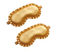 HAGJII 2 Pcs Satin Sleep Mask with Lace Trim, Soft Smooth Eye Masks for Sleep, Portable Eye Cover Light Blocking for Women, Home Office(Yellow)
