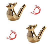HAGJII Ceramics Plating Bird Water Whistle with Hanging Rope, Bird Whistle Fun Loud Warblers Bird Call Whistle for Birthday School Prizes Gifts(Gold)