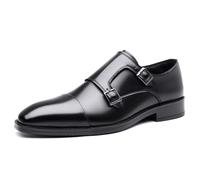 HAGJII Leather Business Oxford Shoes for Men Wide Width Dress Shoes | Easy Closure Hook-and-Loop Formal Office Work Comfortable Classic Men’s Footwear