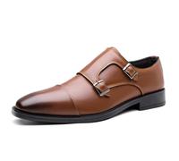 HAGJII Leather Business Oxford Shoes for Men Wide Width Dress Shoes | Easy Closure Hook-and-Loop Formal Office Work Comfortable Classic Men’s Footwear